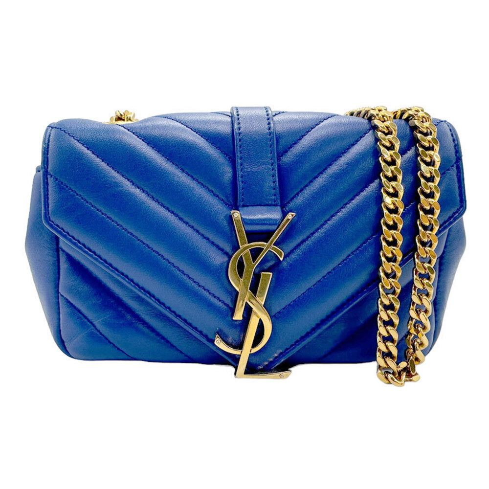Saint Laurent Shoulder Bag Baby Chai Leather Blue